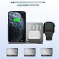 4-i-1 LED digital temperaturvisning Vækkeur 15W trådløs oplader Qi hurtigopladningsstativ til iPhone Android iWatch AirPods