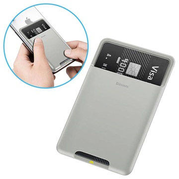 Baseus Card Pocket Universal Stick-On Kortholder (Open Box - God stand) - Lysegrå