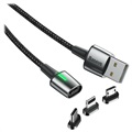 Baseus Magnetisk 3-i-1 Kabel - Lightning, USB-C, MicroUSB - 2m (Open Box - Fantastisk stand) - Sort
