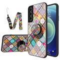 Checkered Pattern Samsung Galaxy S21 FE 5G Hybrid Cover - Farverig Mandala