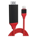Full HD Lightning til HDMI AV Adapter - iPhone, iPad, iPod - Rød