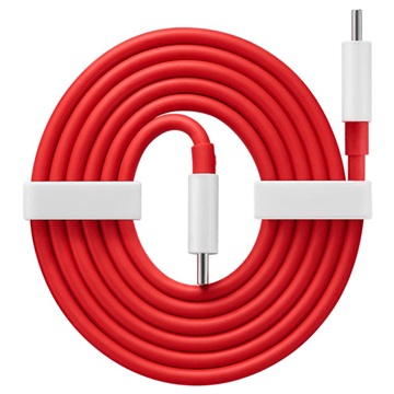 OnePlus Warp Charge USB Type-C Kabel 5481100047 - 1m (Open Box - Bulk) - Rød / Hvid