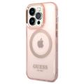 Guess Gold Outline MagSafe iPhone 14 Pro Hybrid Cover