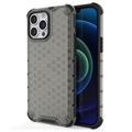 Honeycomb Armored iPhone 14 Pro Hybrid Cover - Sort