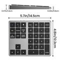 K-35 Bluetooth Keypad Slim 35-Keys Computer Laptop Keyboard Tablet Accessories - Sort Grå