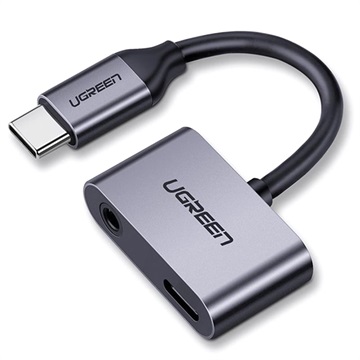 Ugreen 2-i-1 Oplader & Audio USB-C Adapter - 1.5A (Open Box - Bulk Tilfredsstillelse) - Grå