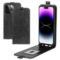 iPhone 15 Pro Max Vertikal Flip Taske med Kortholder - Sort