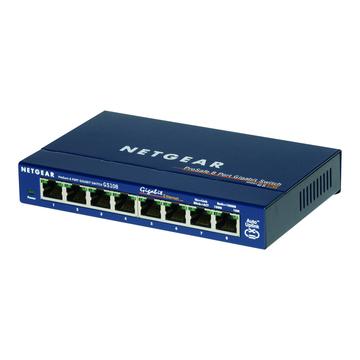 Netgear GS108 8-ports Gigabit Ethernet Switch - Blå