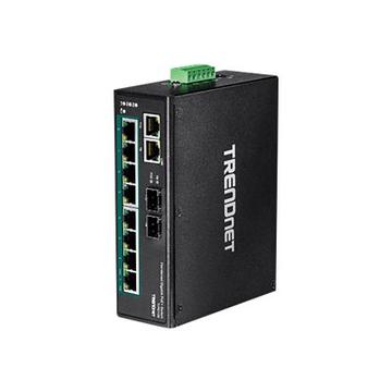 Trendnet TI-PG102 10-Port Industrial Gigabit PoE+ DIN-Rail Switch - Sort