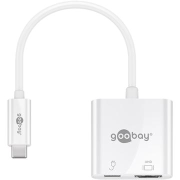Goobay USB-C til HDMI 2.0 / USB-C PD Adapter Kabel - Hvid