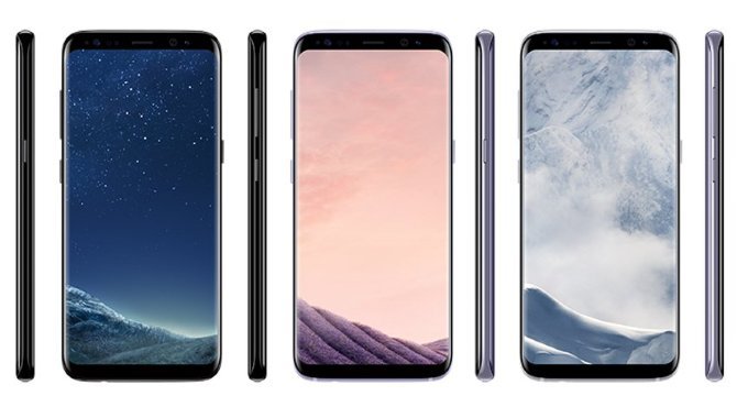 Samsung Galaxy S8 i 3 farver