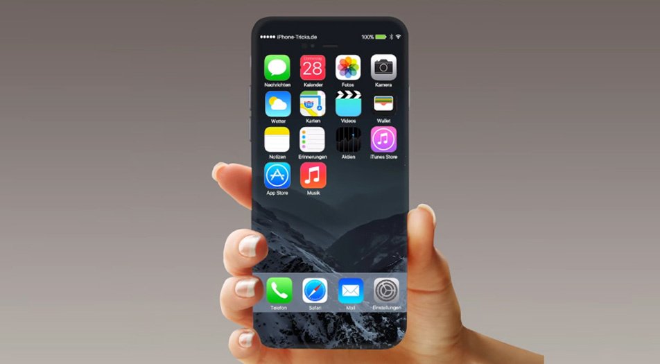 Flot iPhone 8 i sort holdes i hånden