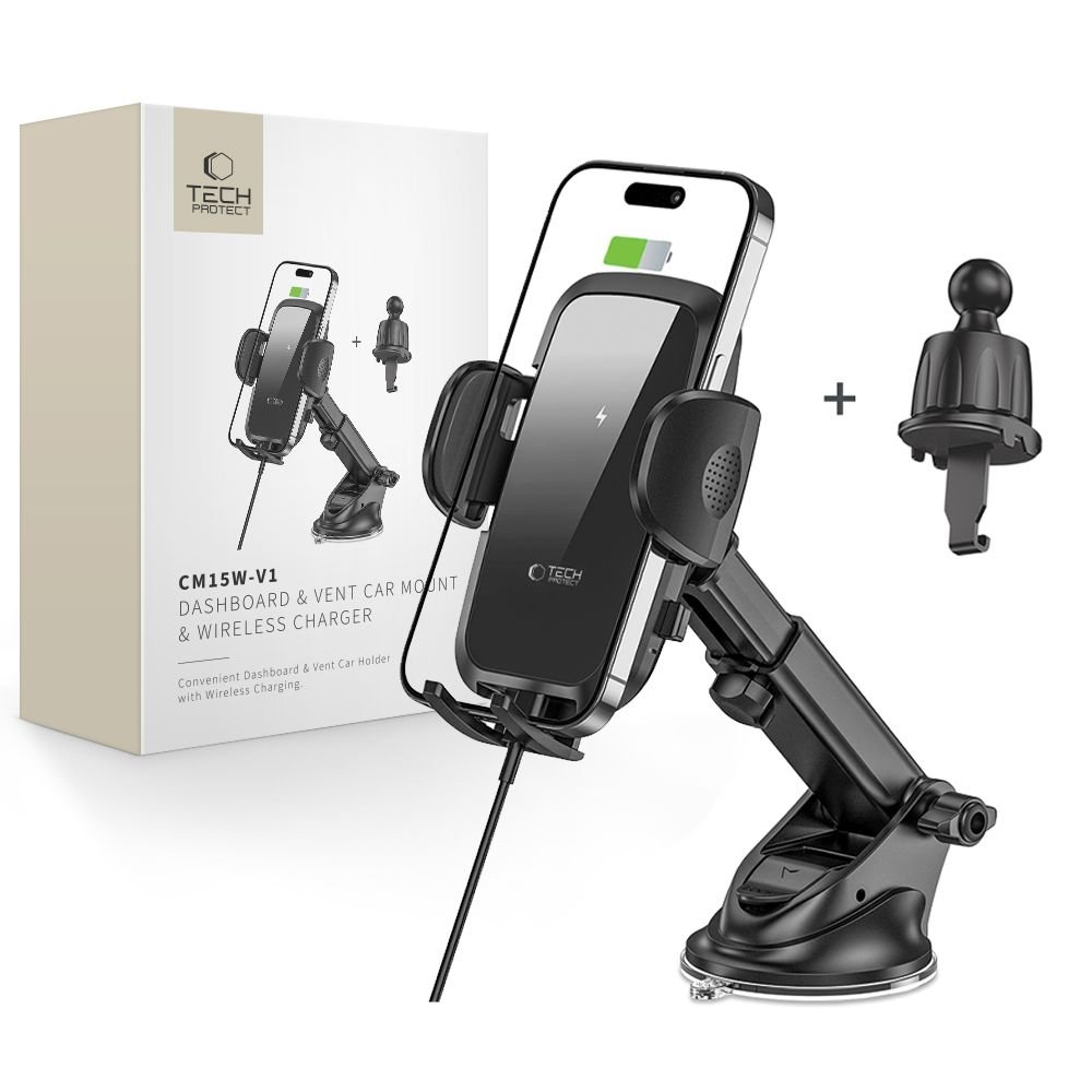Tech-Protect CM15W-V1 bilholder / trådløs biloplader - 15W