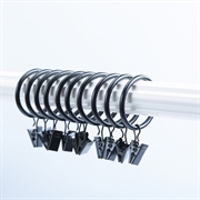 10-Pak Badeforhængsringe med Clips - Sort