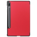 Tri-Fold Series Samsung Galaxy Tab S7/S8 Folio Taske - Rød