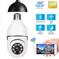 1080P WiFi PTZ-overvågningskamera med E27-pæresokkel og nattesyn - hvid
