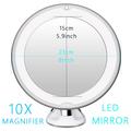 LED-spejl med 10x forstørrelse 8-tommers makeupspejl med sugekopdesign til badeværelsesbordet
