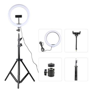10" USB-drevet ringlys med 160cm teleskopstativ til videooptagelser til liveudsendelser