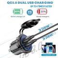 12V/24V dobbelt QC3.0 USB-oplader og cigarettænderstik til bil, båd og autocamper