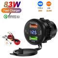 12V/24V USB-opladerstik med spændingsvisning til bil, båd, motorcykel og lastbil