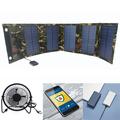 15W foldbar USB-soloplader/powerbank med 5 paneler - camouflage