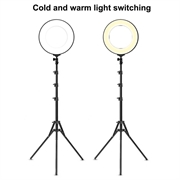 18" dæmpbar LED-ringlampe til skrivebord med tripod og telefonholder - sort