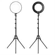 18" dæmpbar LED-ringlampe til skrivebord med tripod og telefonholder - sort