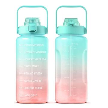 2,2 l vandflaske BPA-fri sportsdrikkeflaske med sugerør og tidsmarkør Sportsmotiverende vandkande 
