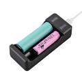 Smart Li-ion batteri USB-oplader med 2 slots - 3.7V/4.2V - Sort