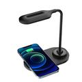 2-i-1 LED-bordlampe med 15W hurtig trådløs oplader - sort