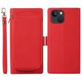 iPhone 14 Plus 2-i-1 Magnetisk Pung Taske med Lynlås - Rød