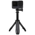 2-i-1 mini-stativ og selfiestang til DJI, Insta360 og GoPro - sort