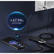 2-i-1 USB-C-opladerkabel med magnetisk trådløs oplader til Apple Watch - 1.2m, 100W - Sort