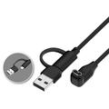 2-i-1 USB-C/USB-A-opladerkabel med flettet, vinklet stik til Garmin-smarture - 1m
