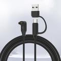 2-i-1 USB-C/USB-A-opladerkabel med flettet, vinklet stik til Garmin-smarture - 1m