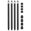 2-i-1 Universal Kapacitiv Stylus Pen - 4 Stk. - Sort