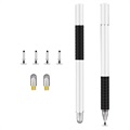 2-i-1 Universal Kapacitiv Touchskærm Stylus Pen - 2 Stk. - Sølv