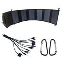 20W foldbar solcelleoplader med dobbelt USB-port og 10-i-1-opladerkabel - sort
