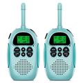 2 stk. DJ100 Walkie Talkie legetøj til børn Interphone Mini håndholdt transceiver 3 km rækkevidde UHF-radio med snor - blå + blå
