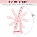 3-siders foldbart makeupspejl med 22 LED-lys - 1X/2X/3X/10X-forstørrelse - Pink