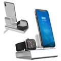 3-in-1 Aluminum Alloy Docking Station - iPhone, Apple Watch, AirPods - Sølv