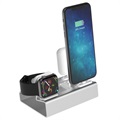 3-in-1 Aluminum Alloy Docking Station - iPhone, Apple Watch, AirPods - Sølv