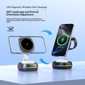 3-i-1 magnetisk trådløs ladestation med RGB-belysning – 15W – Gunmetal