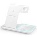 3-i-1 Bærbar Trådløs Ladestation - Apple Watch, iPhone, AirPods (Open Box - God stand) - Hvid