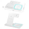 3-i-1 Bærbar Trådløs Ladestation - Apple Watch, iPhone, AirPods (Open Box - Fantastisk stand) - Hvid