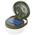3-i-1 solcelledrevet campingventilator med lys og 3000mAh powerbank