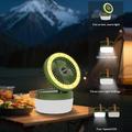 3-i-1 solcelledrevet campingventilator med lys og 3000mAh powerbank - militærgrøn