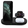 3-i-1 Trådløs Docking Station W55 - iPhone, AirPods, iWatch - Sort