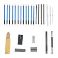 Professionelt skitse- og tegneblyantsæt med 35 dele og skitsebog