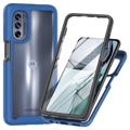360 Beskyttelse Motorola Moto G62 5G Cover - Mørkeblå / Gennemsigtig